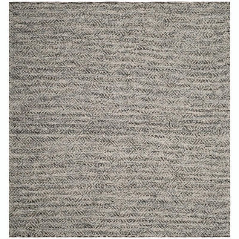 Handmade Gray Wool 6' Square Area Rug