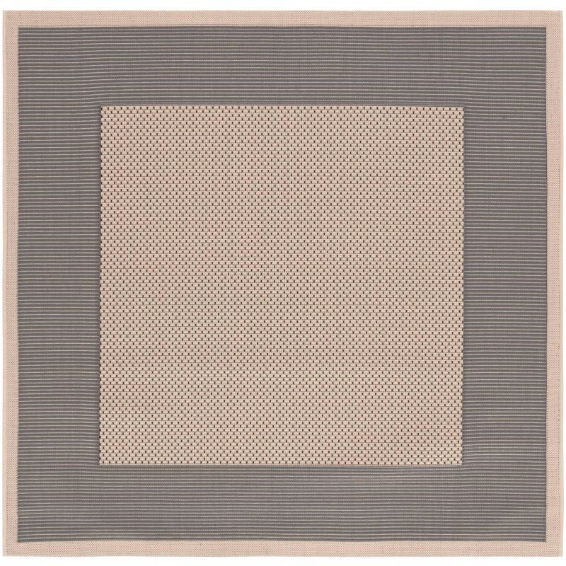 Reversible Gray Synthetic 4' Square Flat Woven Area Rug