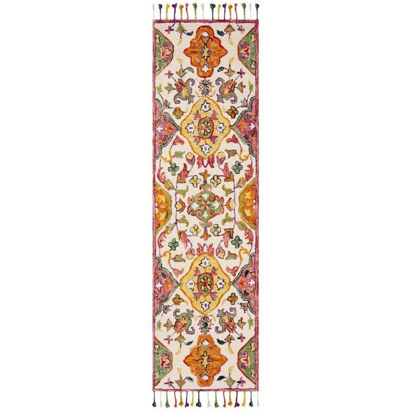 Ivory Floral Wool Hand Tufted Reversible Runner Rug