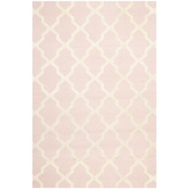 Light Pink and Ivory Hand-Tufted Wool Area Rug