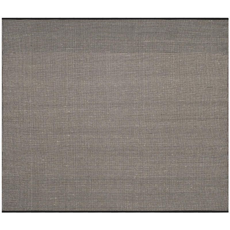 Ivory and Black Flat Woven Cotton Square Rug, 6 x 6 ft