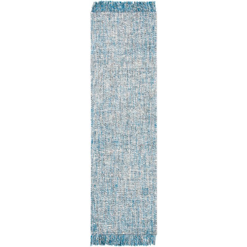 Handmade Blue and Gray Wool Runner Rug