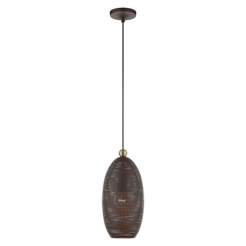 Dublin Crystal Elegance 1-Light Bronze Pendant with Antique Brass Accents