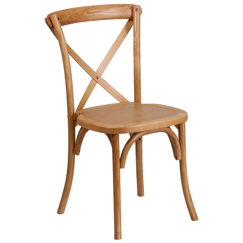 Oak Wood Cross Back Stackable Dining Chair