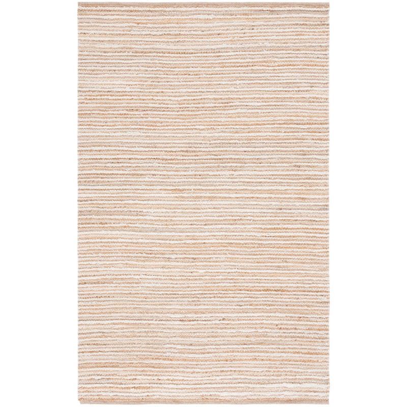 Natural Ivory Handwoven Cotton Striped 4' x 6' Area Rug