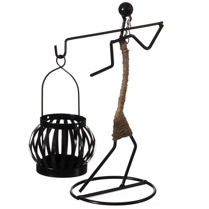 Modern Elegance 10" Wire Tea Light Lantern in Black