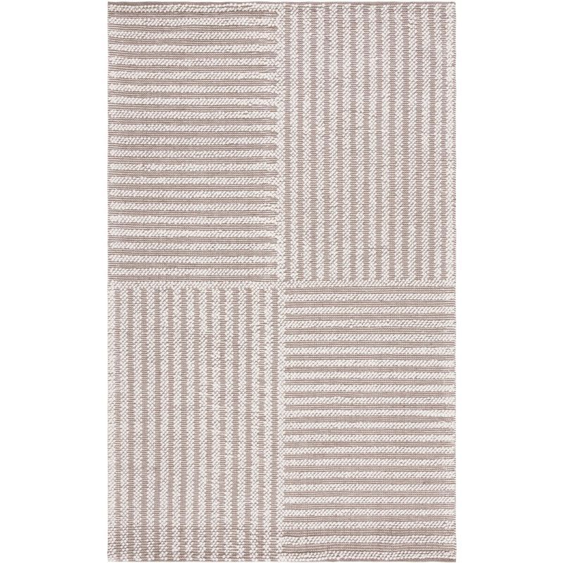 Handmade Ivory and Taupe Wool Flat Woven Area Rug, 3' x 5'