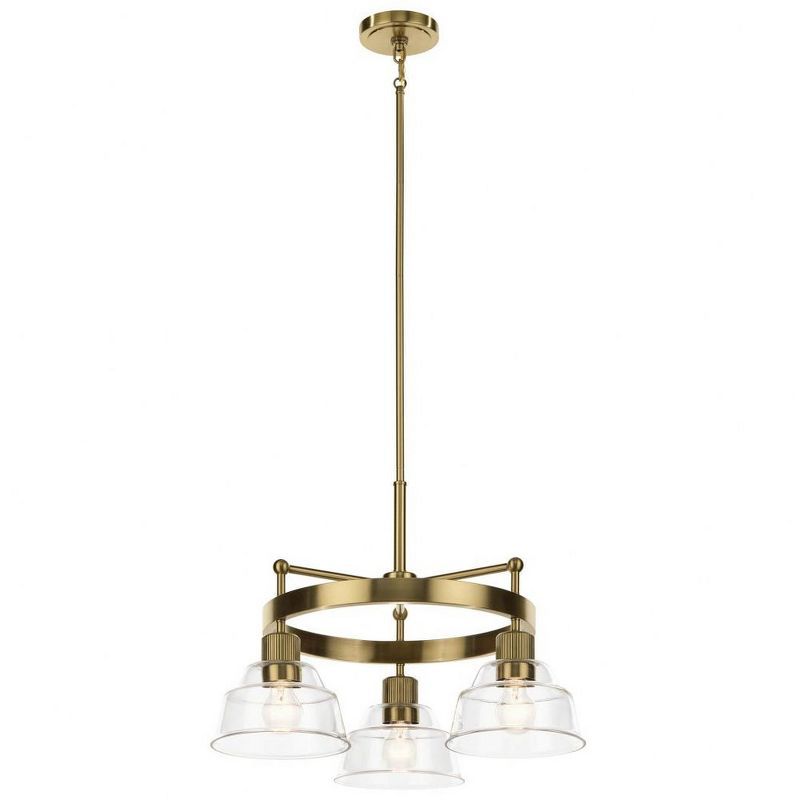 Mini Eastmont Brushed Brass 3-Light Chandelier with Clear Glass Shades