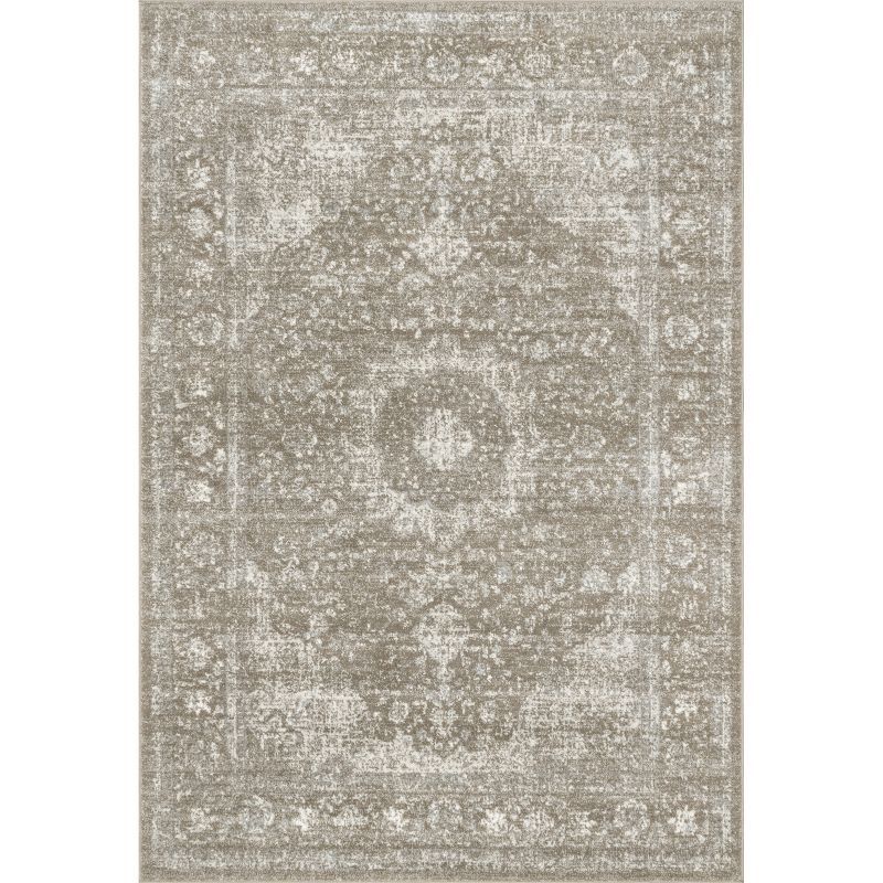 Lindsay Vintage Brown Synthetic 5' x 7' Easy-Care Area Rug