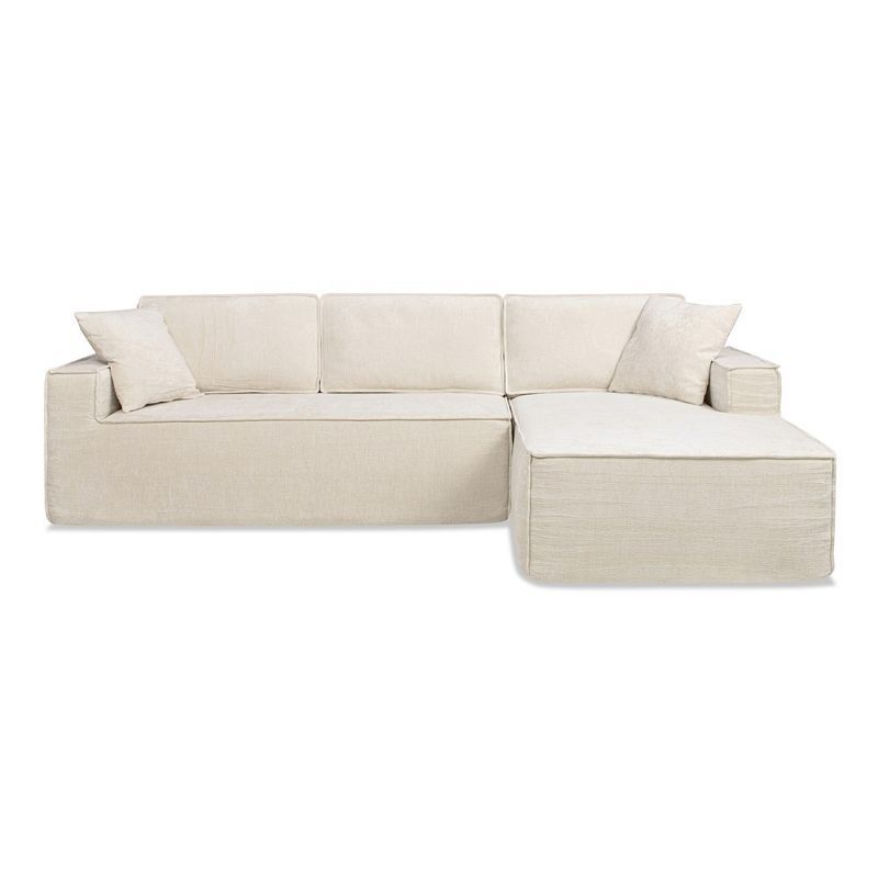 Brenley Light Beige Fabric Sectional Sofa with Removable Cushions