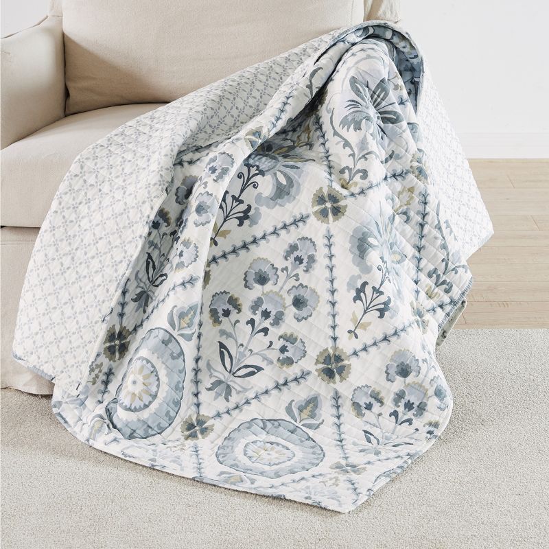 Maeve Neutral Cotton Reversible Quilted Throw