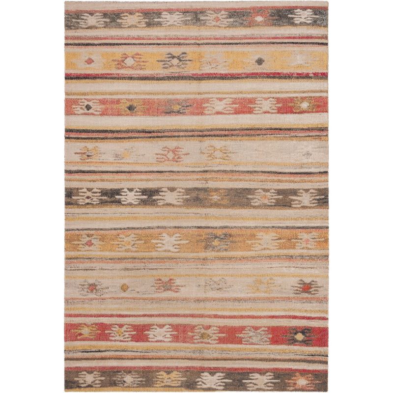 Taupe and Multi Stripe Low Pile Outdoor Rug