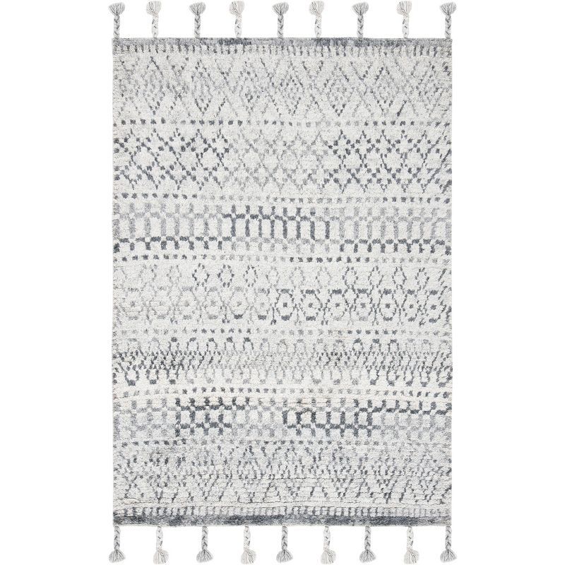 Ivory Shag Wool 4' x 6' Hand-Knotted Moroccan Area Rug