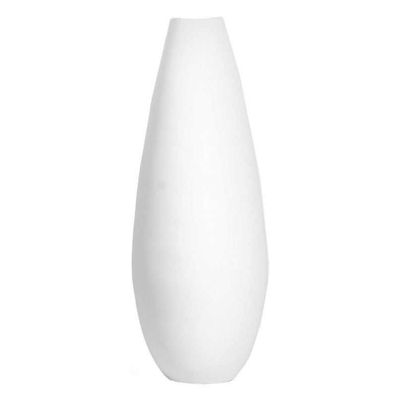 31.5" White Spun Bamboo Tall Floor Vase with Sleek Finish