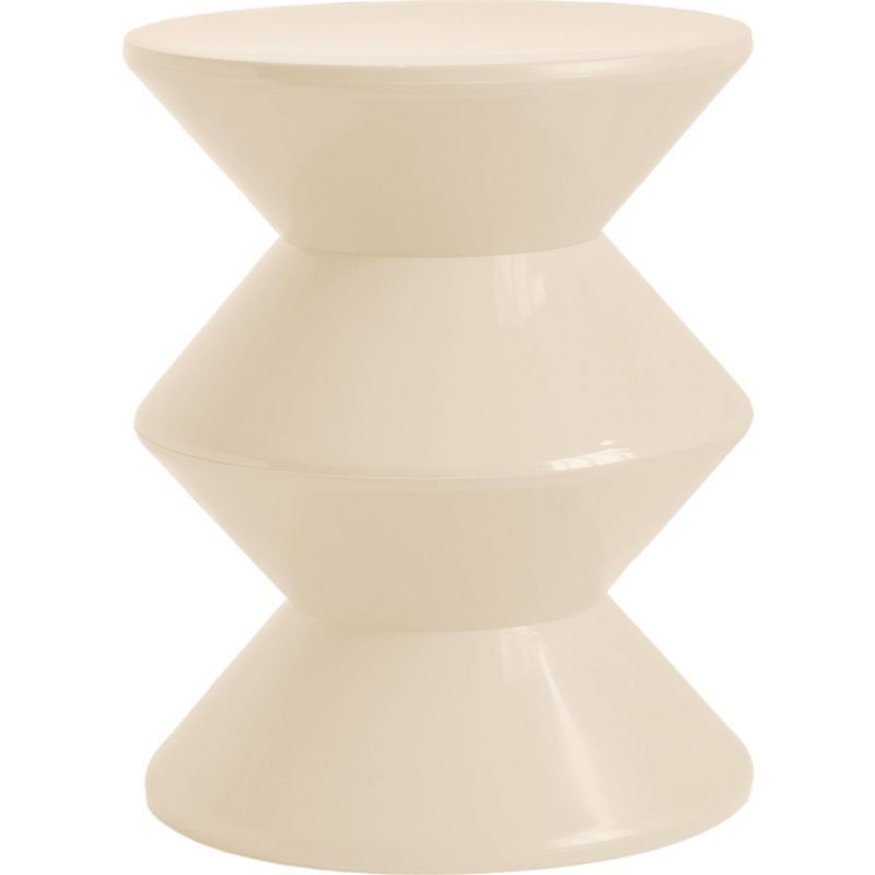 Ivory Double-Hourglass ABS Plastic Round Side Table