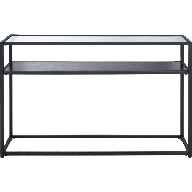 Ackley Black Metal and Glass Hallway Table with Storage