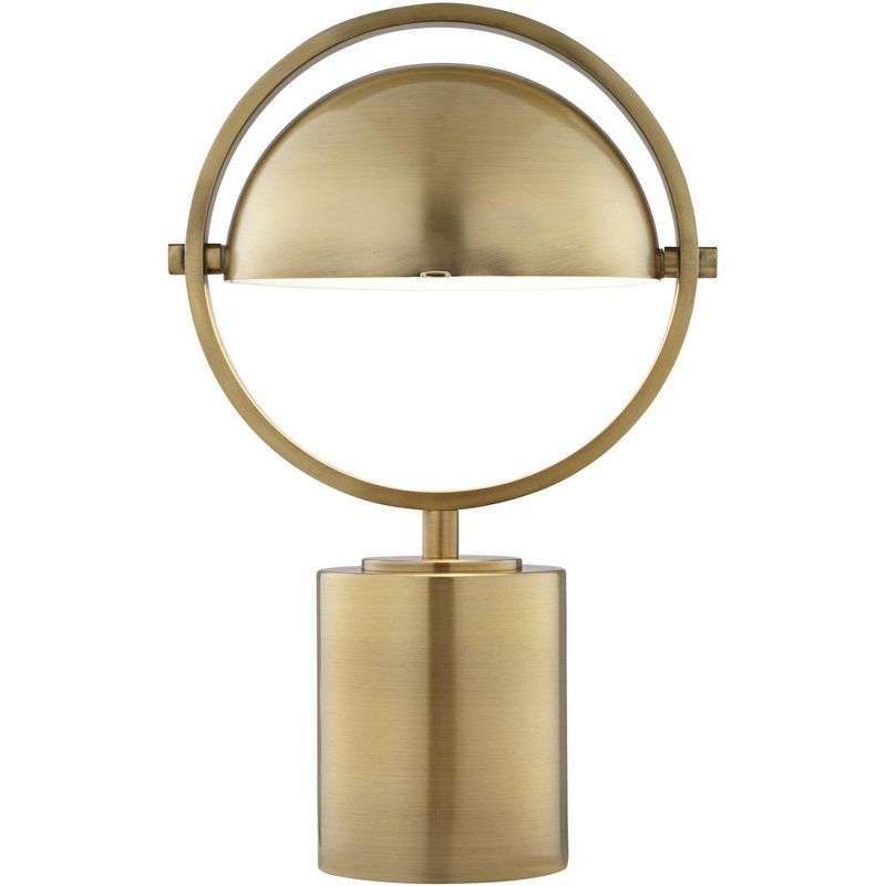 Brushed Antique Brass Adjustable Modern Table Lamp with Dome Shade