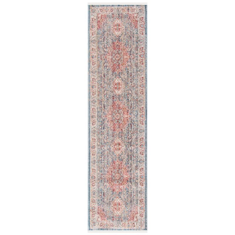 Elysian Blue/Ivory Hand-Knotted Easy Care Synthetic Rug - 2'2" x 8'