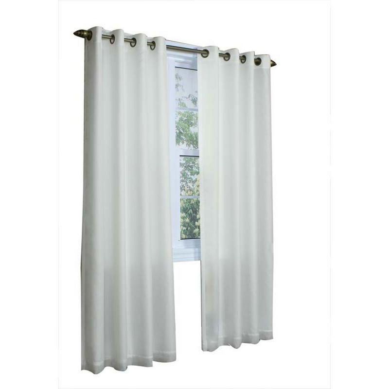 Ivory Sheer Polyester Grommet Panel with Lace Detail