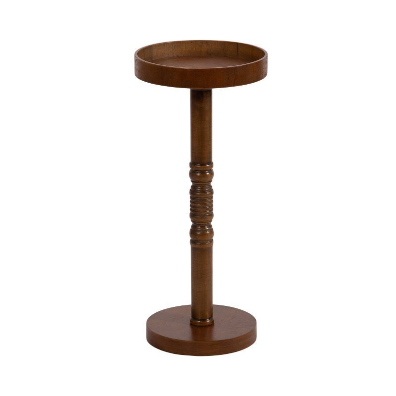 Bellport Rustic Brown Round Wood Pedestal End Table
