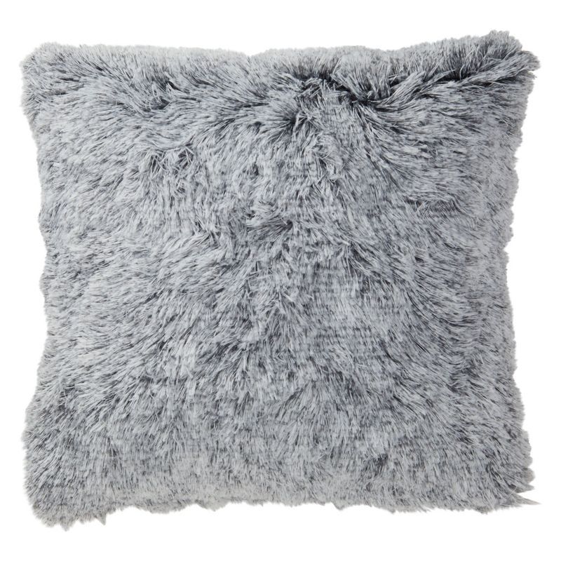 Gray Faux Fur 18x18 Euro Throw Pillow Covers, Set of 2