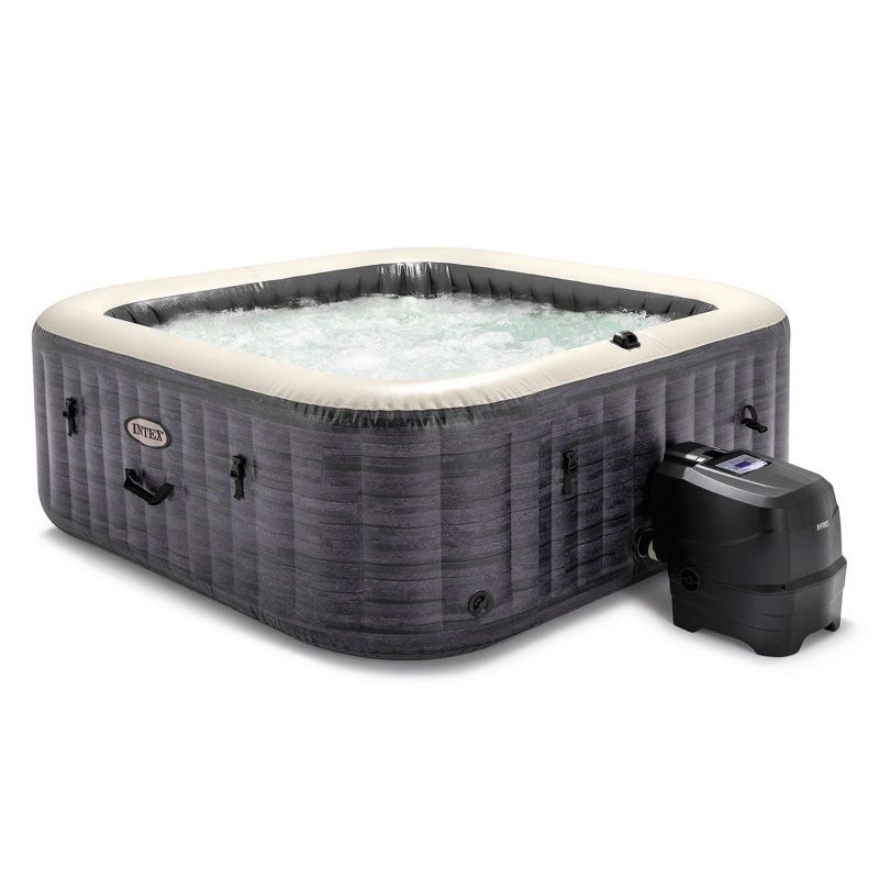 Intex 6-Person Gray Inflatable Square Hot Tub Spa