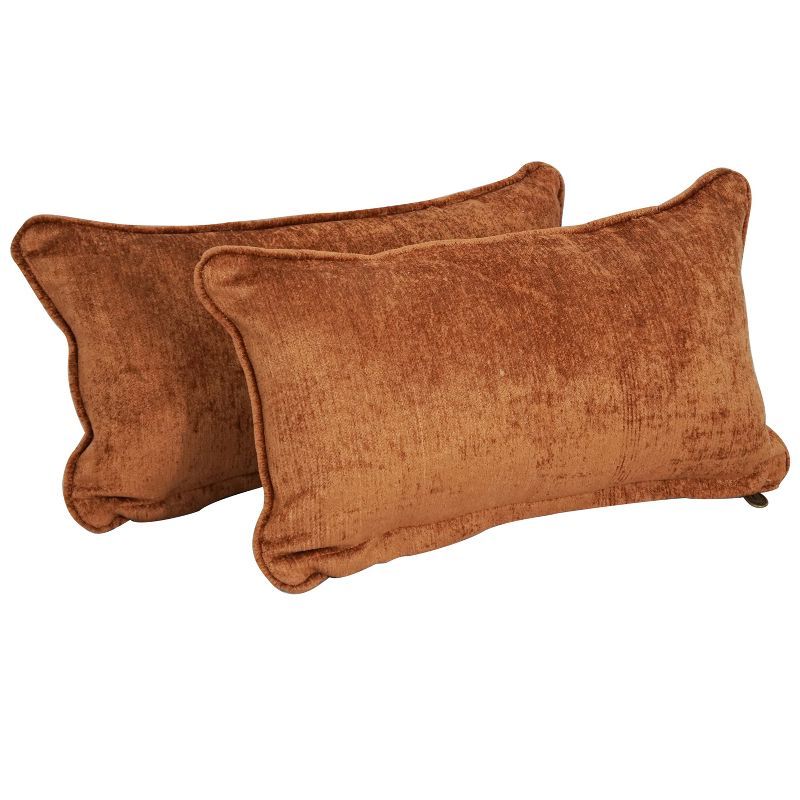 Rust Chenille Rectangular Indoor/Outdoor Throw Pillows Set