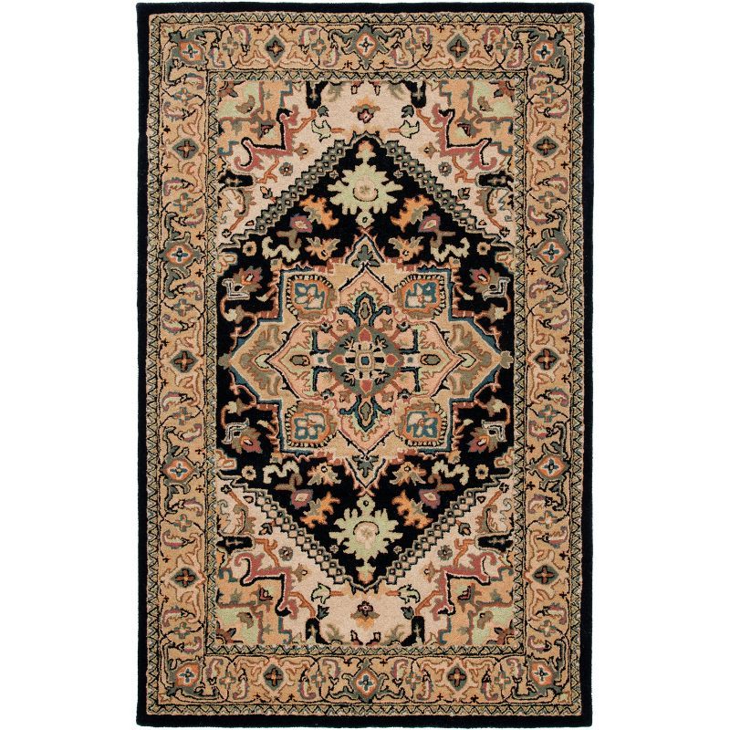 Hand-Tufted Black and Gold Wool Area Rug, 5' x 8'