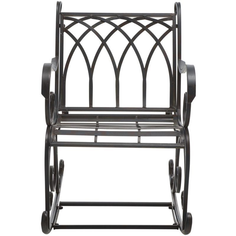 Medrano Antique Black Iron Rocking Chair with Arms