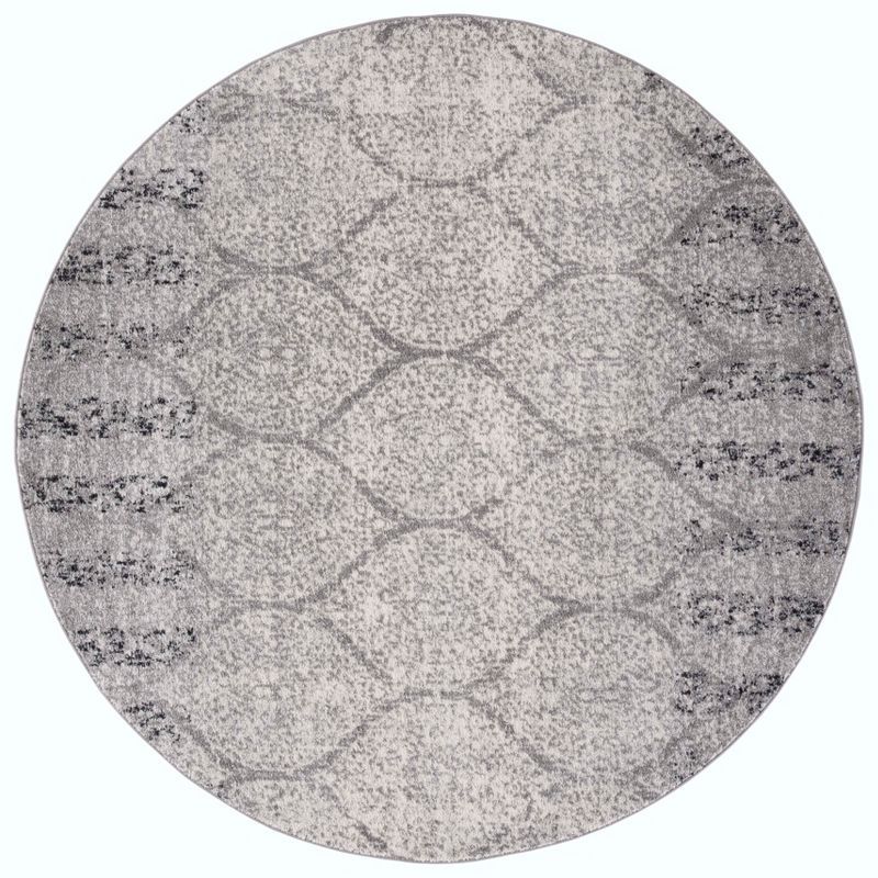 Gray Round Hand-knotted Synthetic Area Rug