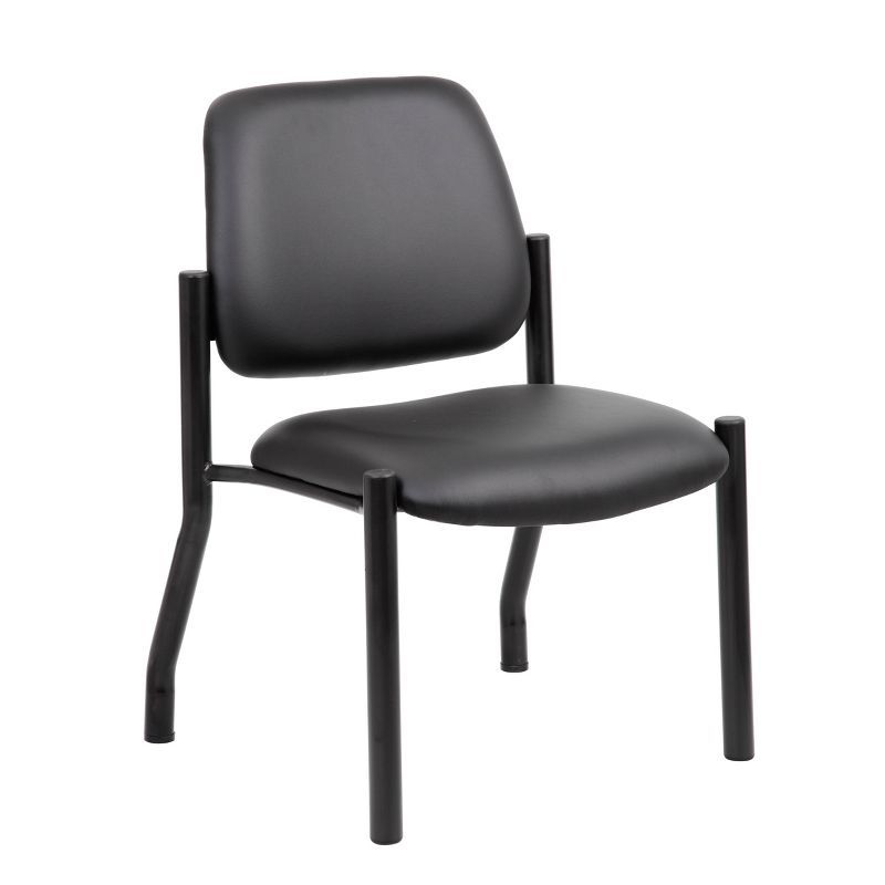 Sleek Mid-Back Armless Guest Chair in Antimicrobial Black Vinyl