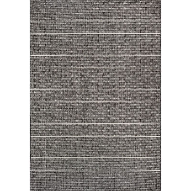 Alaina 4' x 6' Gray Striped Synthetic Outdoor Rug