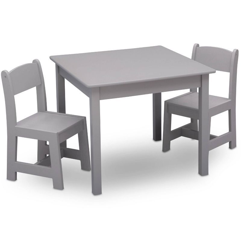 Gray Wooden Kids Table and Chair Set with Rubber Feet