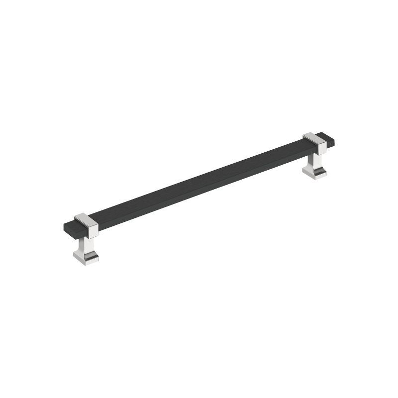 Overton 8-13/16 Inch Brushed Matte Black and Polished Chrome Bar Pull