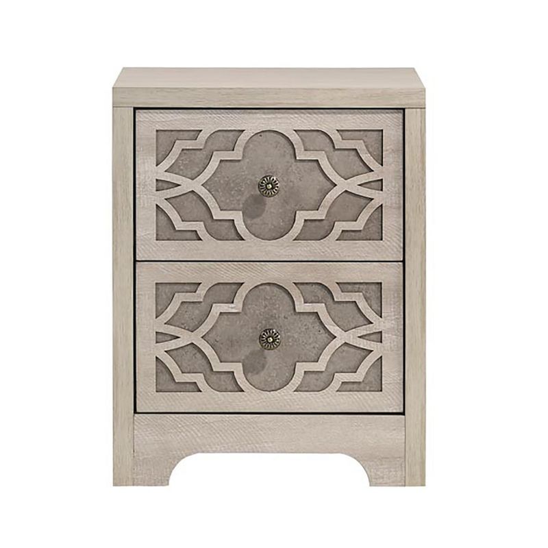 Azienda 2-Drawer Dusty Grey Oak Nightstand with Metal Handles