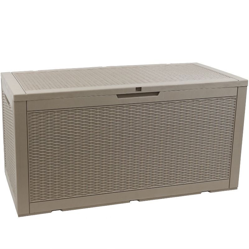 Driftwood Lockable Faux Wicker 100-Gallon Outdoor Deck Box