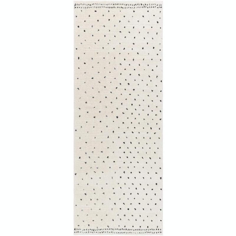 Monisha Ivory and Black High Pile Woven Area Rug