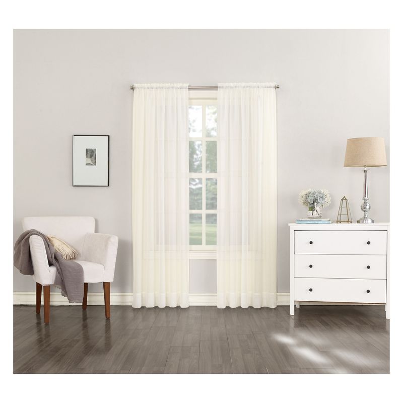 Eggshell Sheer Polyester Rod Pocket Curtain Panel