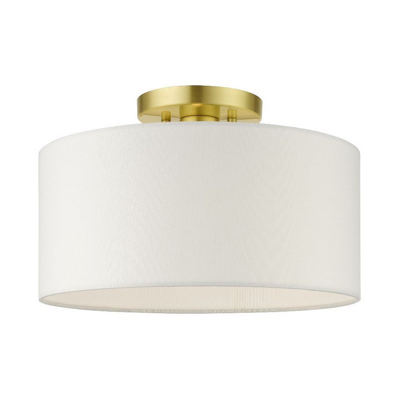 Meridian Satin Brass 13" Drum LED Semi-Flush Mount