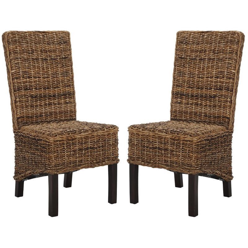 Pembrooke Natural Mango Wood and Rattan Side Chairs, Set of 2