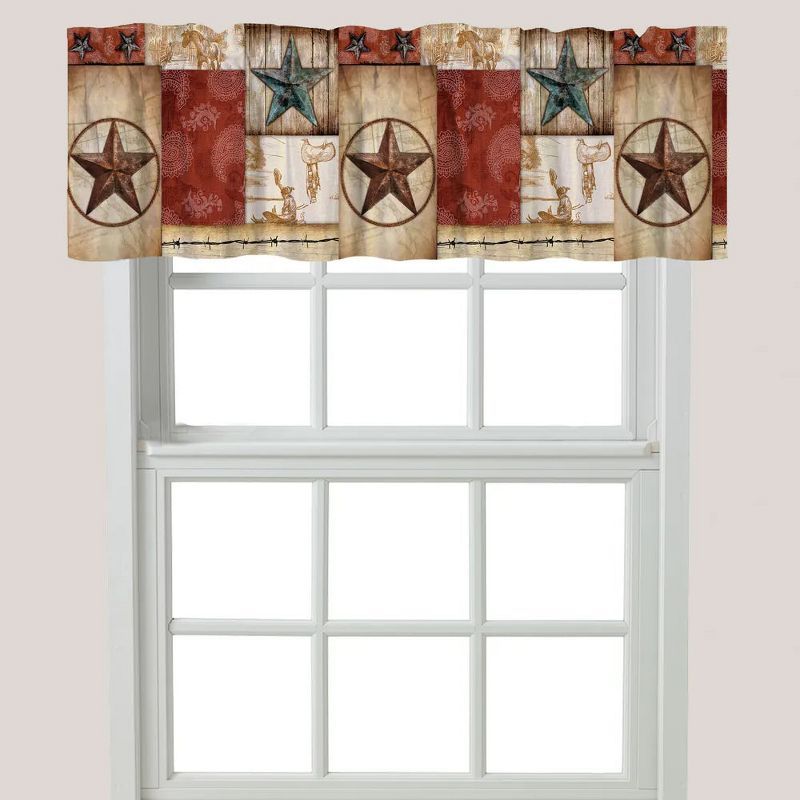 Western Red Paisley and Star Rod Pocket Valance