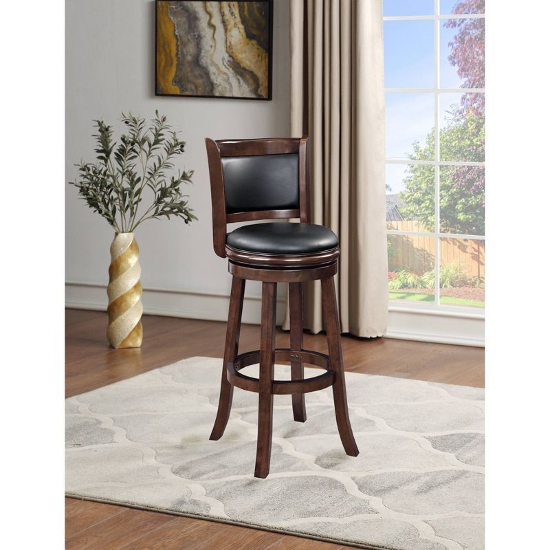 Cappuccino Wood and Leather Extra Tall Swivel Bar Stool