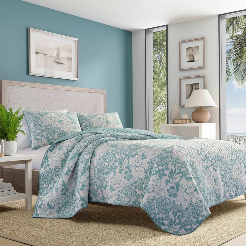 Coastal Breeze Blue Cotton Full/Queen Reversible Quilt Set