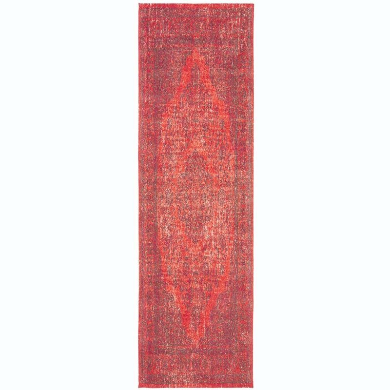 Classic Vintage Red and Orange Flat Woven Runner Rug