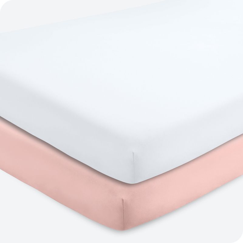 Ultra-Soft Pink Slipper and White Microfiber Crib Sheets, 2-Pack