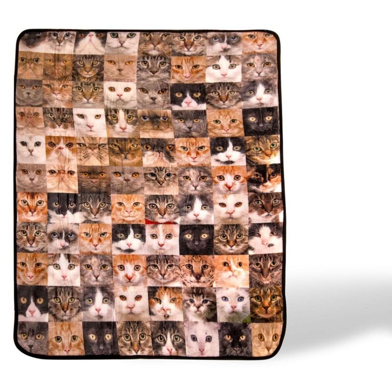 Cat Face Collage Fleece Throw Blanket 45 x 60 Inches