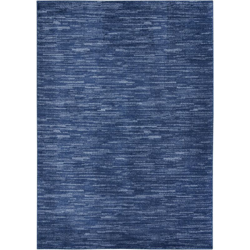 Navy Blue Solid Synthetic 5' x 7' Easy-Care Reversible Area Rug