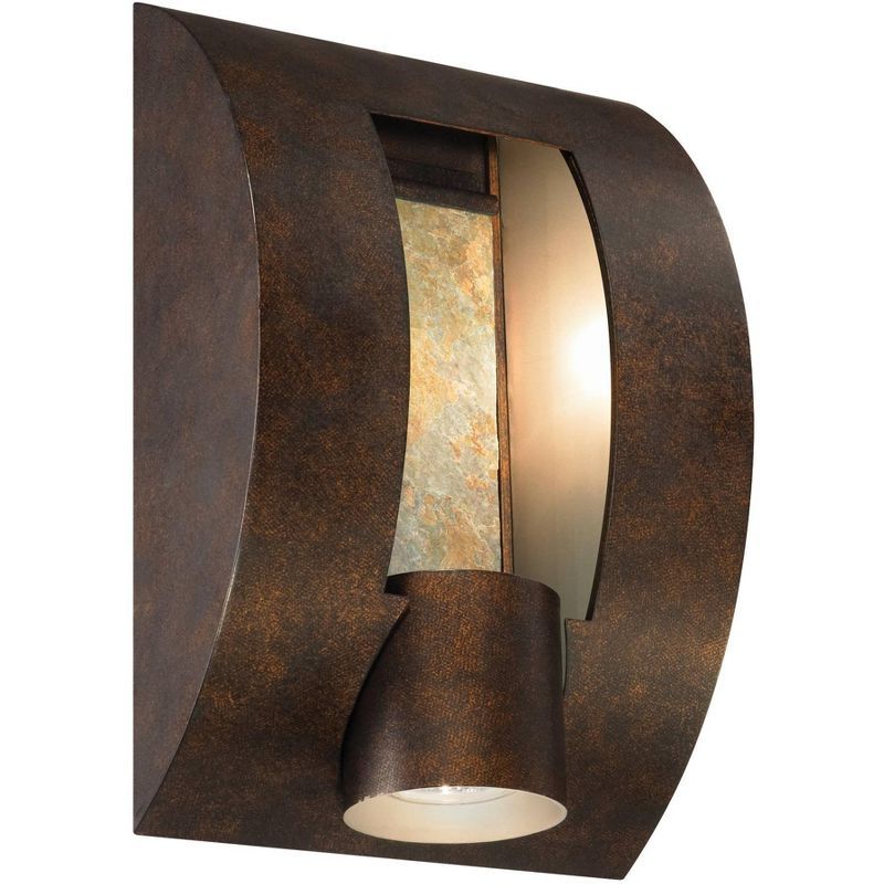 Franklin Modern 12" Bronze and Slate Outdoor Wall Light with Downlight