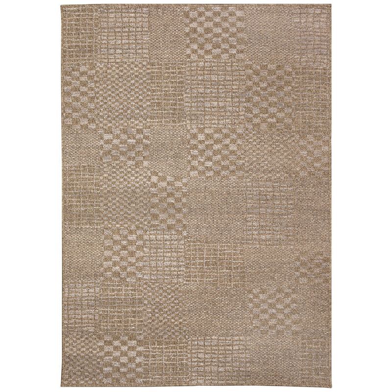 Ivory Flat Woven Square Stain-Resistant Synthetic Rug