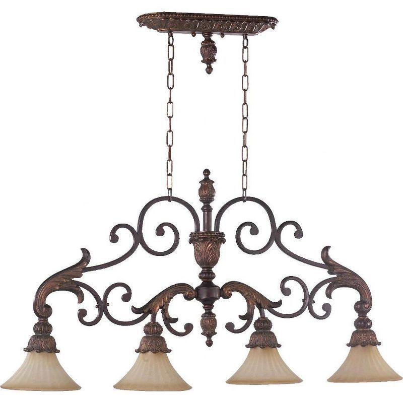 Corsican Gold 4-Light Beaded Bronze Chandelier